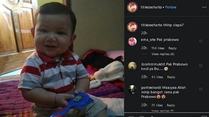 Viral Titik Soeharto Pamer Wajah Balita yang Disebut Mirip Prabowo