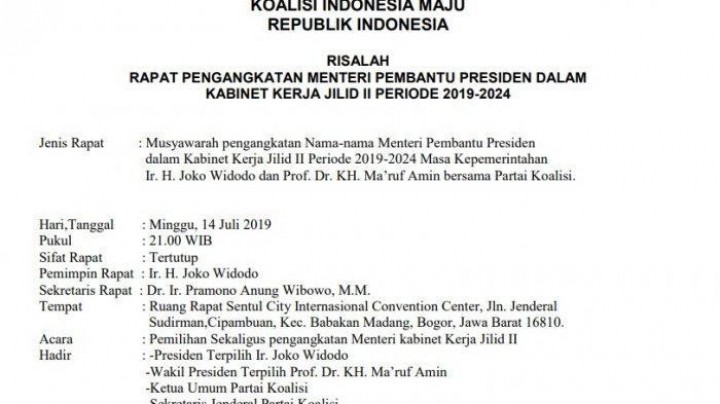Daftar Menteri Jokowi-Maruf Beredar Dipastikan Hoaks