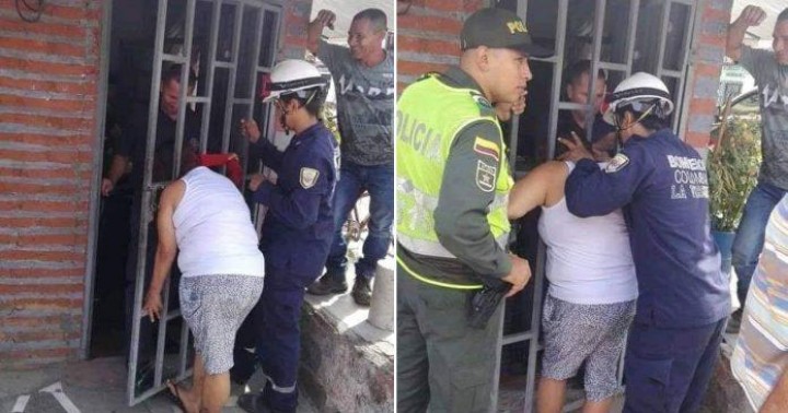 Kepala Wanita yang Selalu Ingin Tahu Ini Terjebak di Pintu Besi Saat Menguping