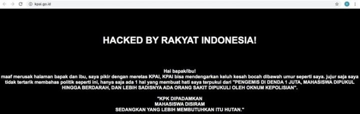Situs KPAI Diretas! Hacker Lempar Pesan soal KPK Dipadamkan