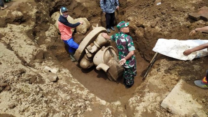 Patung Arca Ganesha Terbesar Ditemukan di Dieng, Jawa Tengah