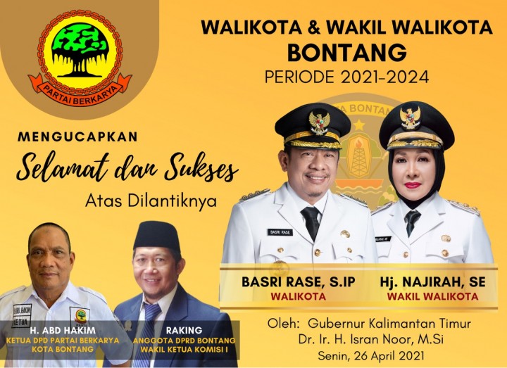 Ketua DPC Berkarya Minta Wali Kota dan Wawali Baru Amanah Pimpin Bontang