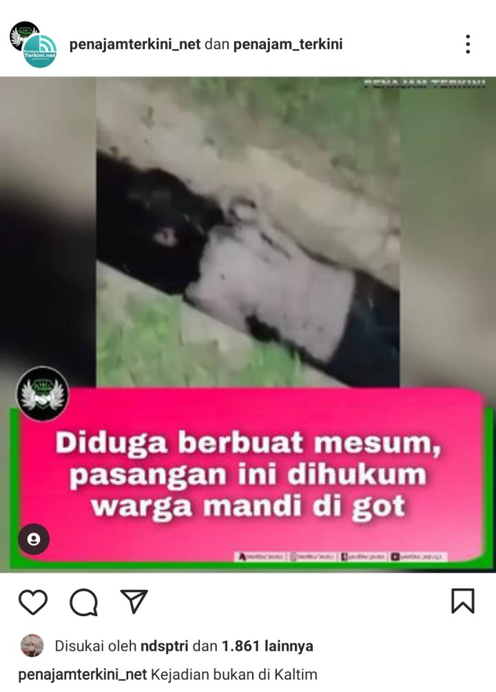 Diduga Berbuat Mesum, Pasangan Sejoli Dihukum Warga Mandi di Got