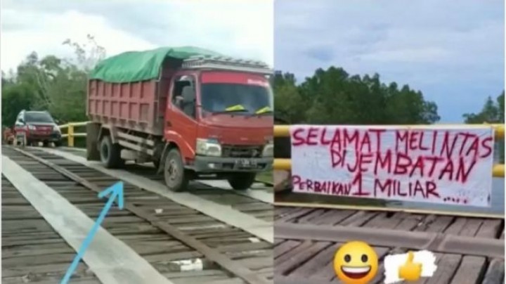 Kecewa Hasil Perbaikan Jembatan Penghubung Kukar-Bontang, Warga Pasang Spanduk Sindir Pemerintah 