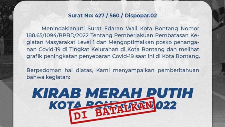 Kasus Covid-19 Bontang Meningkat, Kirab Merah Putih di Batalkan