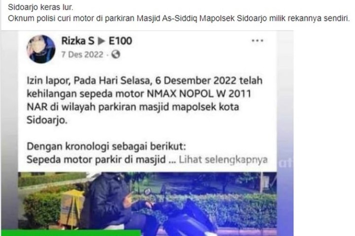Oknum Polisi Diduga Curi Motor Polisi di Kantor Polisi