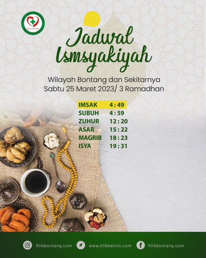 Jadwal Imsakiyah dan Buka Puasa 3 Ramadhan untuk Bontang dan Sekitarnya