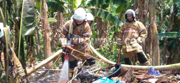 Muncul Kobaran Api dekat Pemukiman Warga Guntung, Petugas Padamkan Tumpukan Sampah yang Terbakar