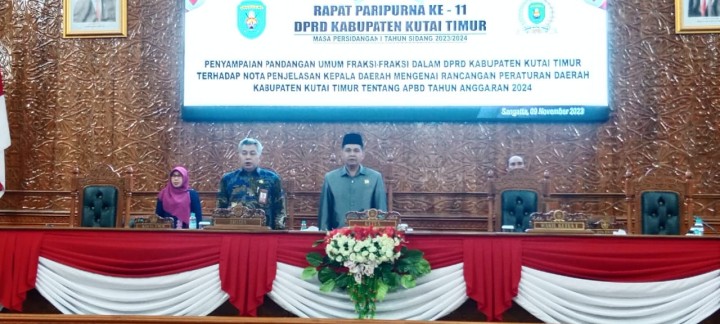 DPRD Kutim Gelar Paripurna Pandangan Fraksi Atas Penjelasan Raperda APBD 2024