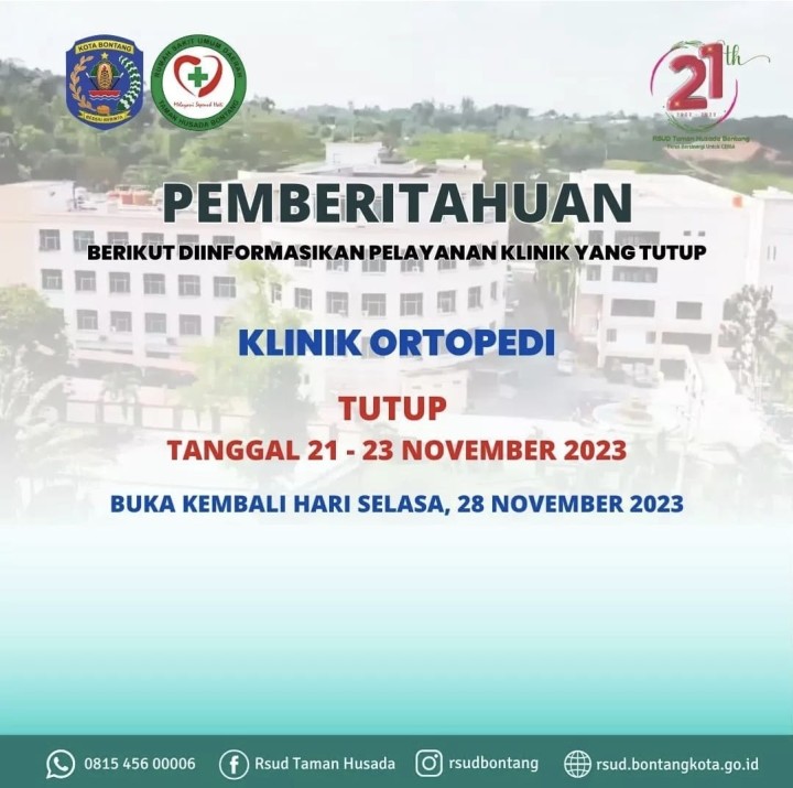 Mulai 21 November 2023, Klinik Ortopedi RSUD Bontang Tutup Selama Tiga Hari 