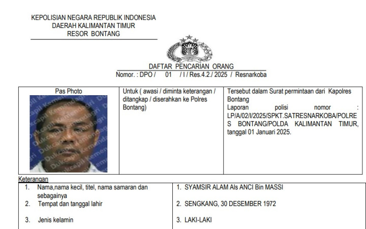 Jadi Pemasok Narkoba, Warga Rawa Indah Syamsir Alam Diburu Polisi 