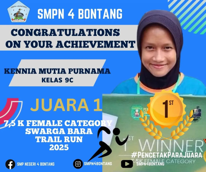 Pelajar SMPN 4 Raih Juara di Swarga Bara Trail Run 2025; Abdu Safa : Sekolah Harus Dukung Bakat Siswanya
