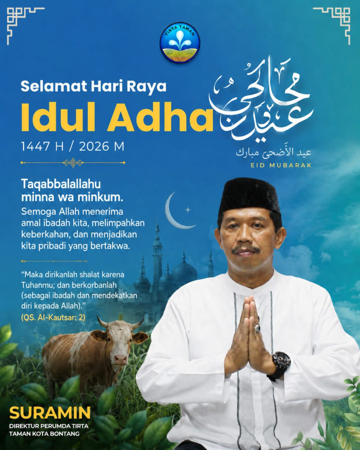 Perumda Tirta Taman Mengucapkan Selamat Hari Raya Idul Adha 1447 H/2026