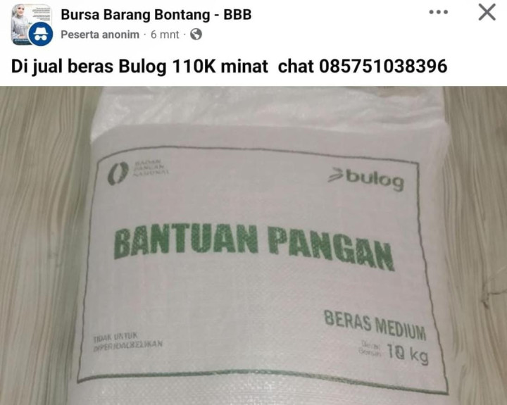 Banyak yang Jual Beras Bantuan di Medsos, Terancam Dicoret dari Penerima